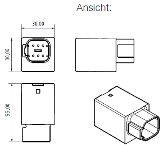 [U1-A6D-00D] Mini relay 12V - NO contact - 25A - diode - plug DTF13-6P - moulded - lug optional