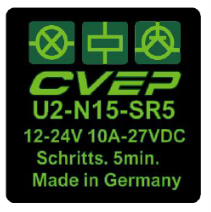 [U2-N15-SR5] Step switching relay 12/24V 20A (14VDC) / 10A (27VDC) - Switch-off time: 5min.