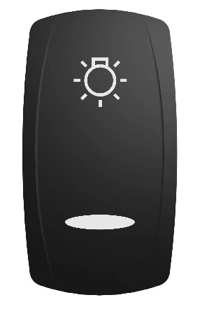 [VAB2GXJC-PZCUB-1RX] Carling Switch Contura 24V - ON-NONE-OFF - LED 1 white indep - LED 2 green SB dep - Rocker Contura V - black - Pos1 Laser symbol position light (UB) - Pos2 Laser symbol Bar (RX)