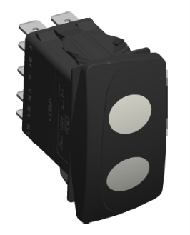 [VDB2UJVB-EAC55-100] Carling Switch Contura - 24V - ON-NONE-ON - Rocker - black- LED 1 green SB - LED 2 red SB - Symbol "work light"