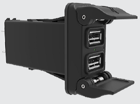 [VUSB24G111BB1] Double USB-Charger - spring loaded double doors