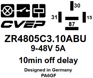 [ZR4805C3.10ABU] Timer Relay 48V 5A - Solid State - 10min. switch-off-delay - optionally with metal bracket ZUB000084