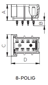 [405310ABK] JPT CONNECTOR, 2-ROW, 8-PIN, PRESS-FIT TECHNOLOGY - black